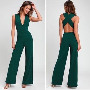 Lulus Thinking Out Loud Green Backless Jumpsuit